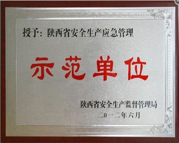 榮獲陜西示范單位榮譽(yù)證書